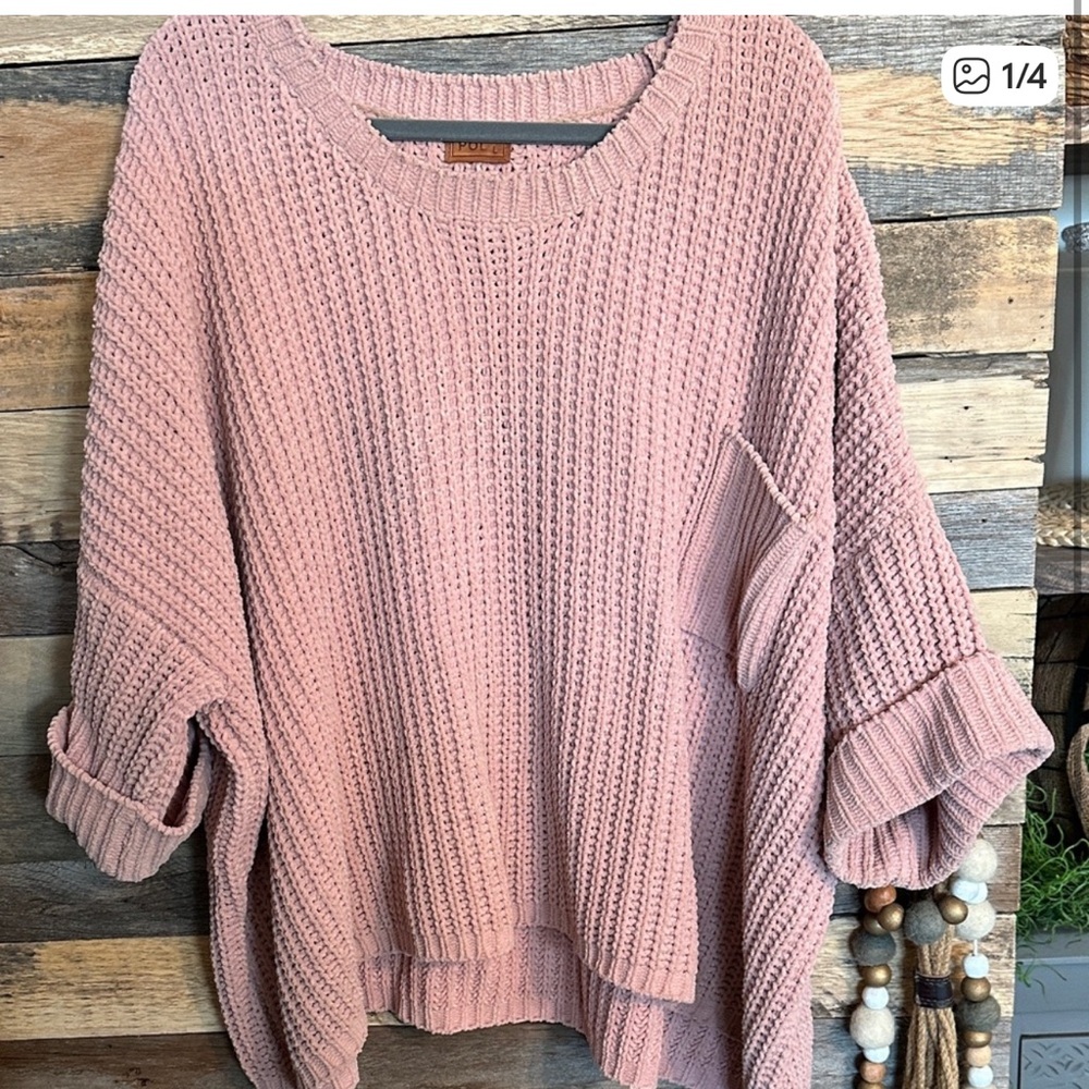 POL Dusty Rose Cowl Neck spring Sweater